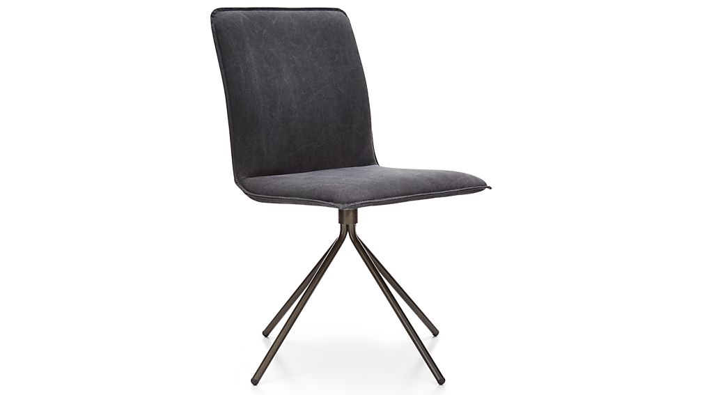 Whirl Swivel Grey Upholstered Dining Chair Crate and Barrel