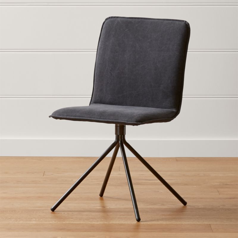 Whirl Swivel Grey Upholstered Dining Chair | Crate and Barrel