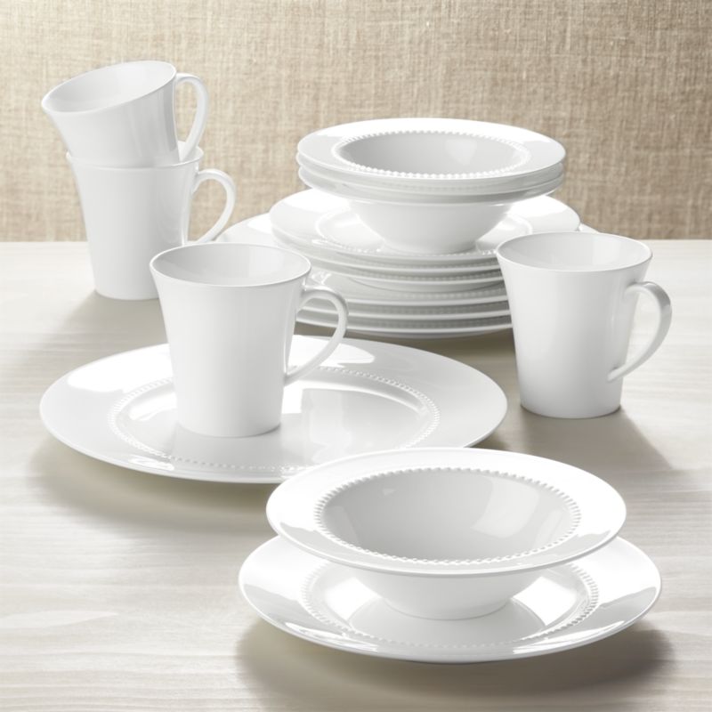 White Pearl 16Piece Dinnerware Set Crate and Barrel