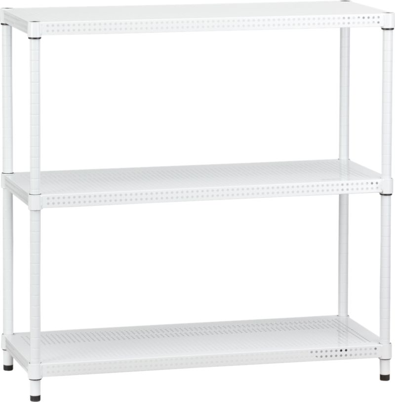Perforated White Three-Shelf Unit