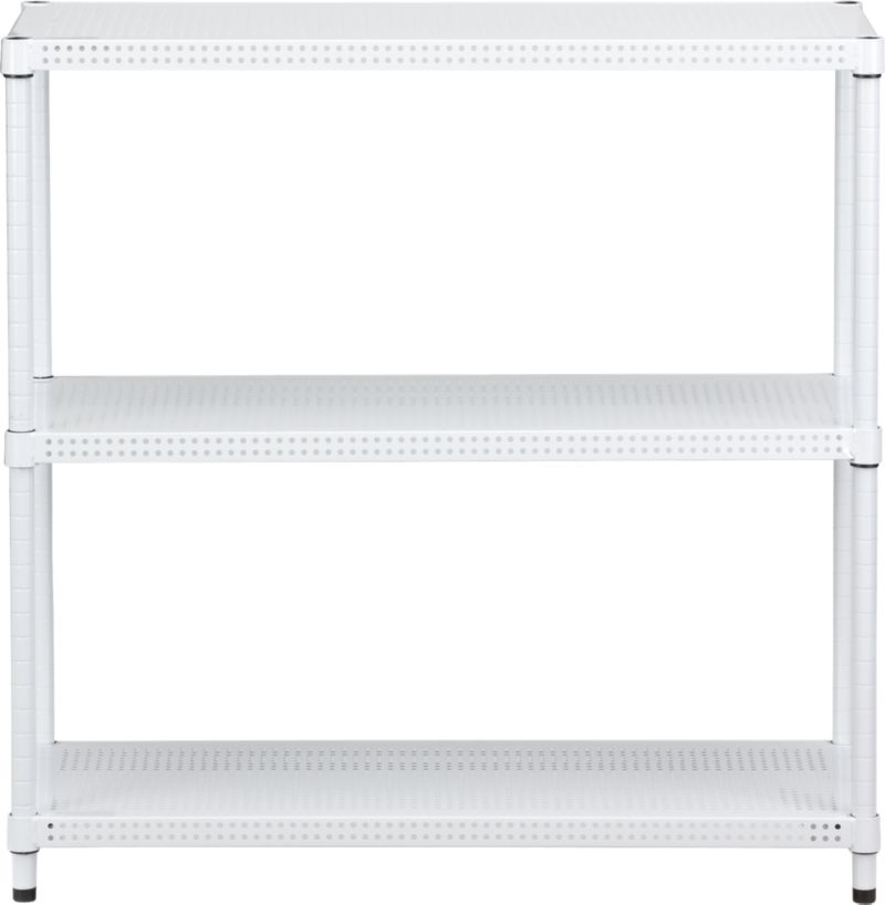 Perforated White Three-Shelf Unit
