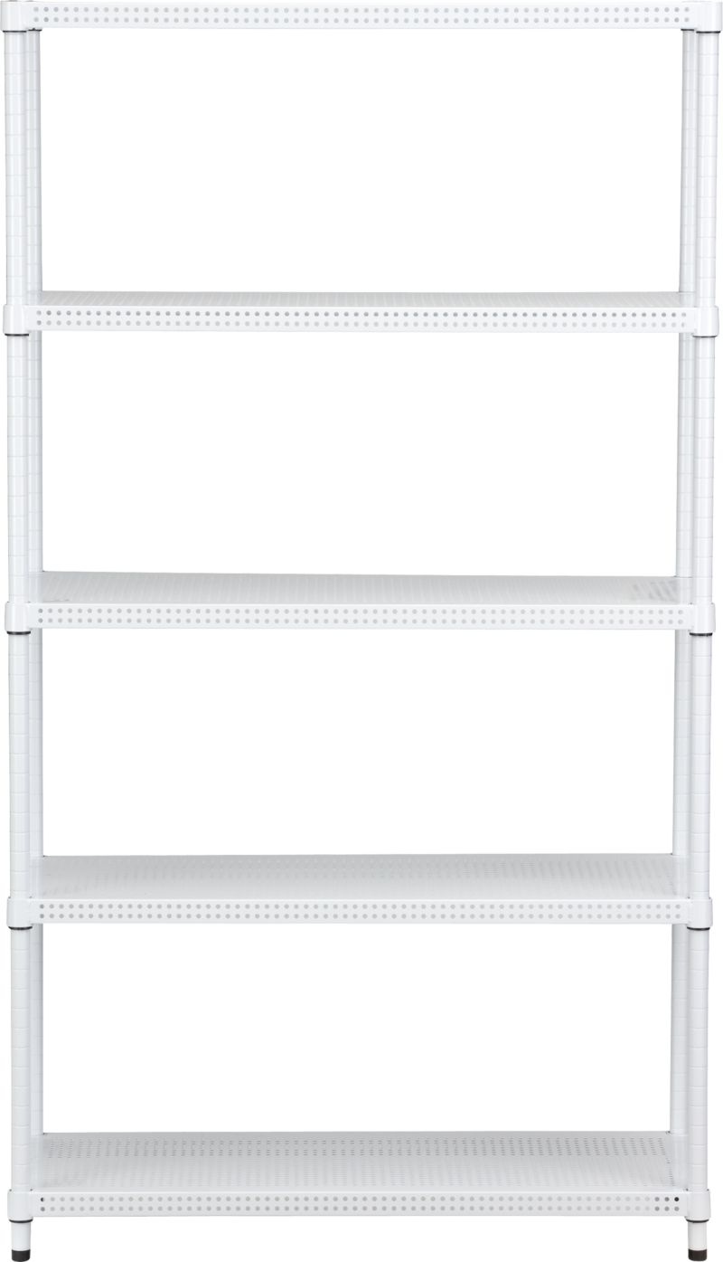 Perforated White Five-Shelf Unit