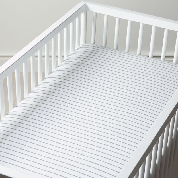 Organic Wild Excursion Grey Stripe Crib Fitted Sheet + Reviews Crate