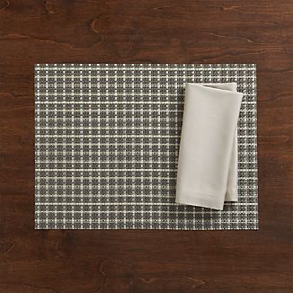 Chilewich ® Windowpane Grey Vinyl Placemat and Fete Dove Cotton Napkin
