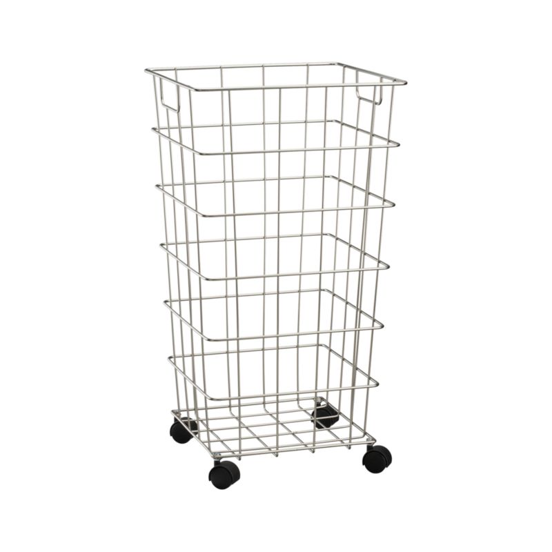 Wire Hamper with Wheels. 15"dia.x27.75"H