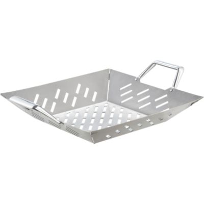 Stainless Steel Wok Grill Basket with Cast Handles