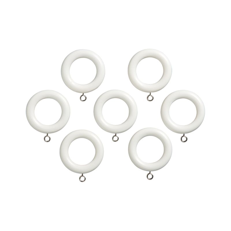 Set of 7 White Wood Curtain Rings