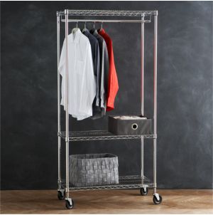 Supreme Adjustable Rolling Shoe Rack in Closet | Crate and Barrel