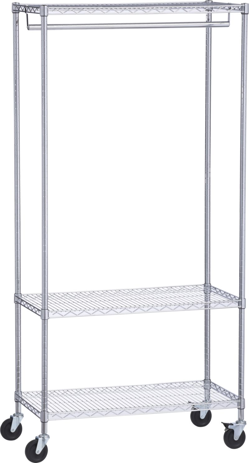 Work Mobile 3-Shelf Garment Rack