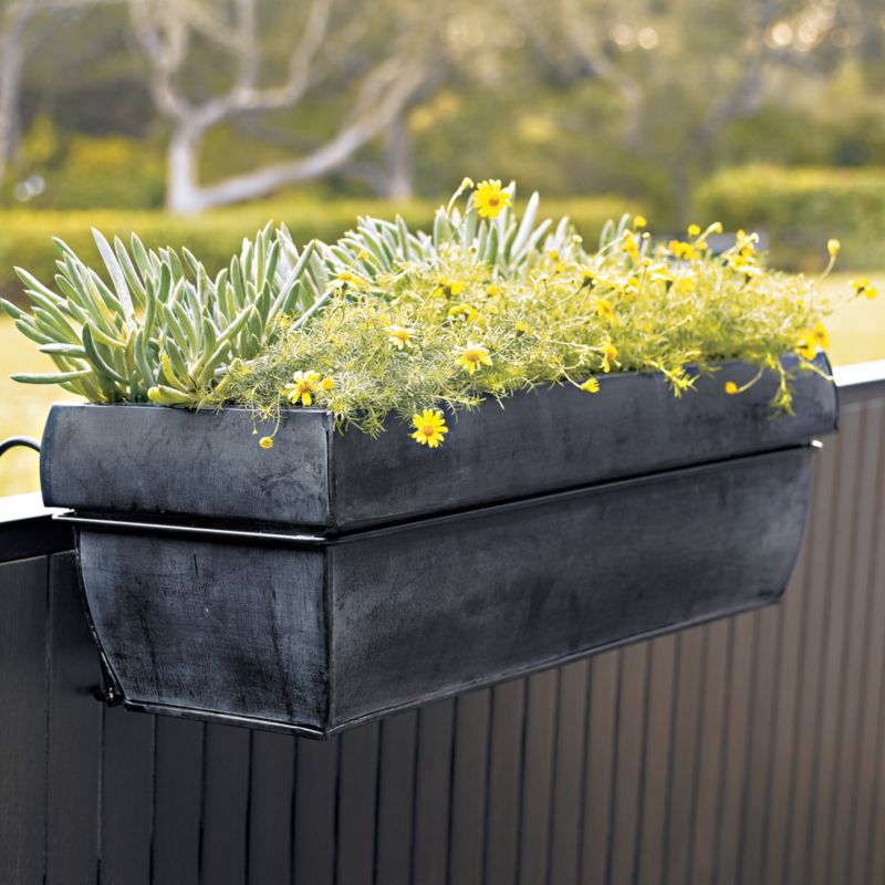 Zinc Rectangular Rail Planter/Rail Hook