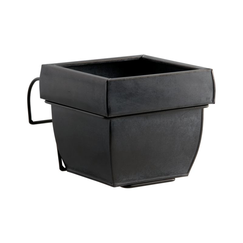 Zinc Square Rail Planter with Rail Hook Set