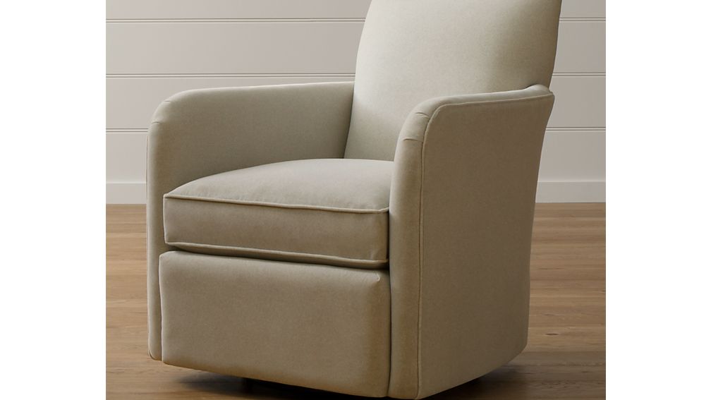 Zoe Swivel Chair Valencia Charcoal Crate and Barrel