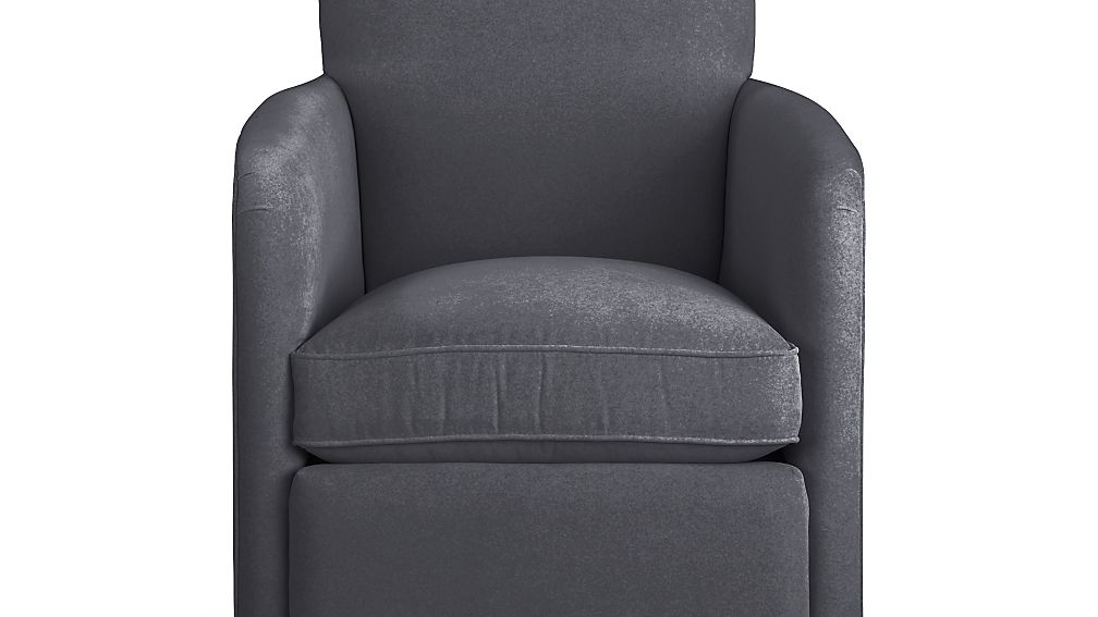 Zoe Swivel Chair Valencia Charcoal Crate and Barrel