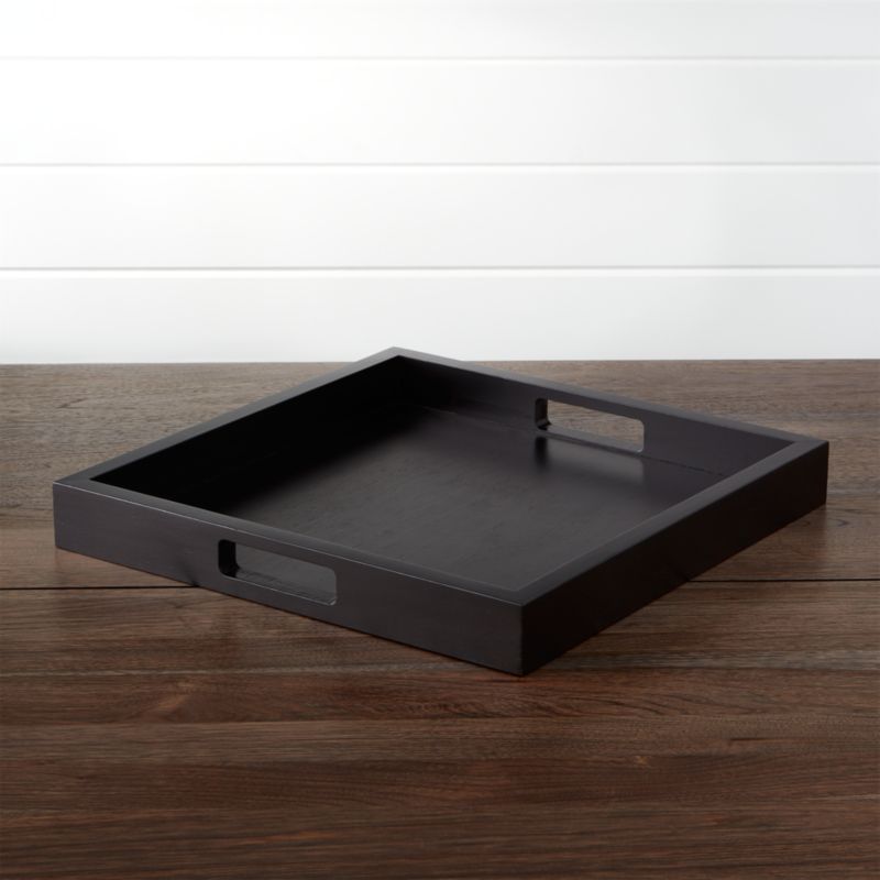 Zuma Square Black Serving Tray Crate and Barrel