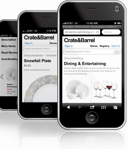 Crate and Barrel Mobile Website