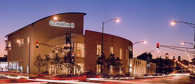 Exterior view of Crate and Barrel location, North and Clybourn