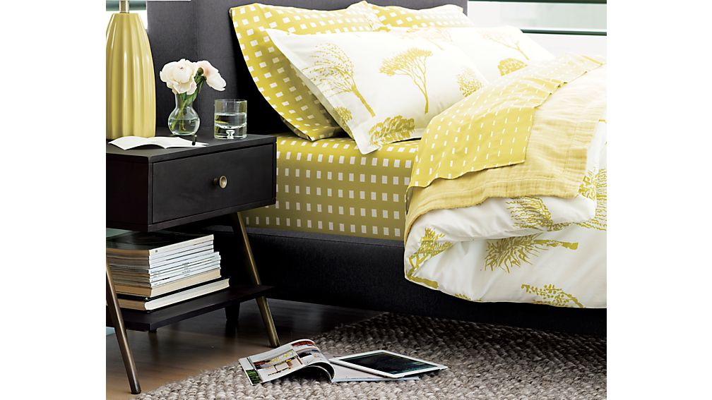 Tate Upholstered Full Bed Winslow Linen Crate and Barrel