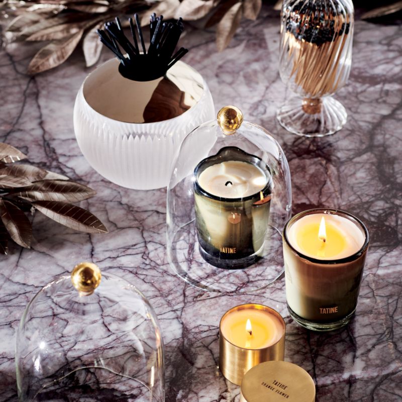 Tatine Orange Flower Brass Candle
