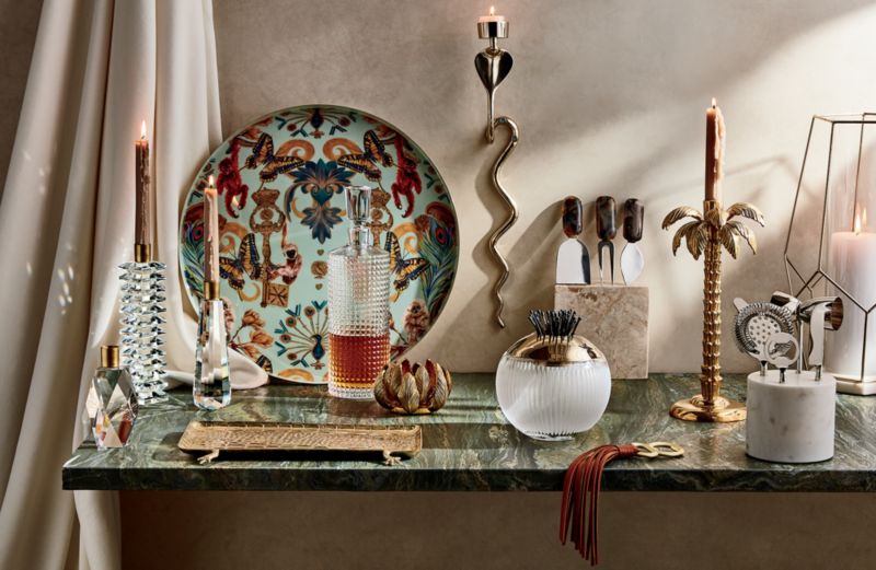 Palm Tree Gold Taper Candle Holder