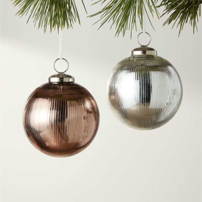 Etch Bronze Glass Ball Christmas Ornament 4"