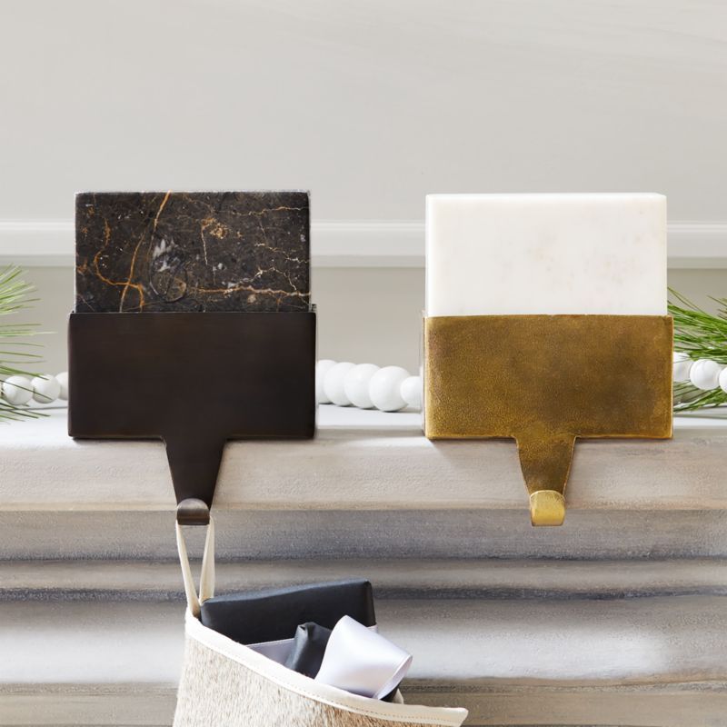White Marble Christmas Stocking Holder