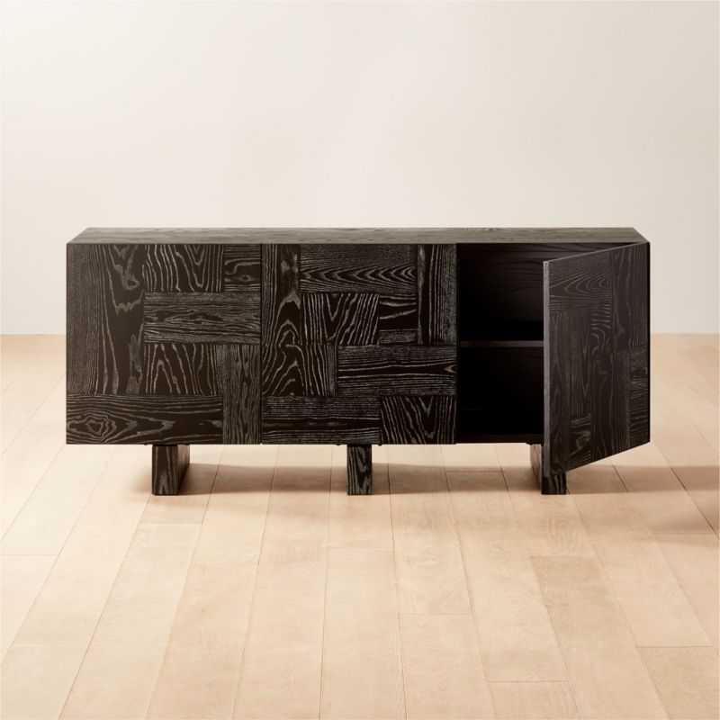 Marchino Cerused Black Wood Media Console