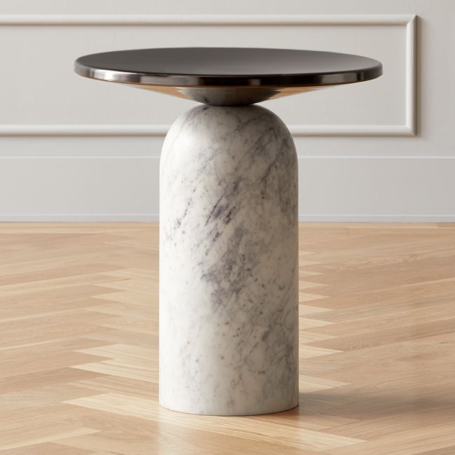 Online Designer Home/Small Office Martini Side Table with White Marble Base