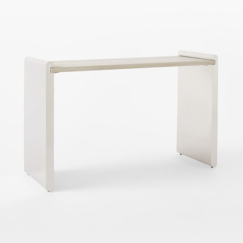 Raggio Stainless Steel Desk with White Wood Top