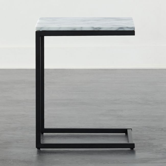 Online Designer Combined Living/Dining Smart Black C Table with White Marble Top