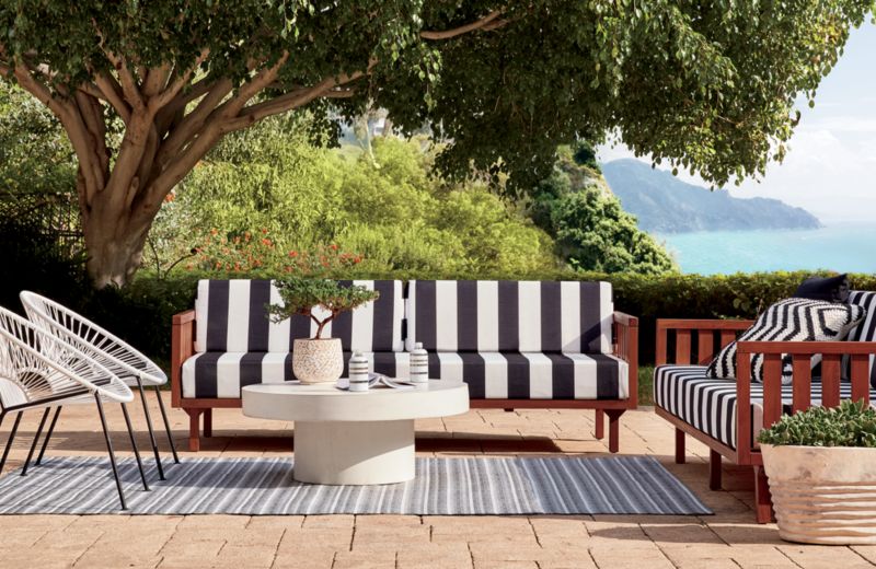 Tropez Black and White Stripe Outdoor Sofa