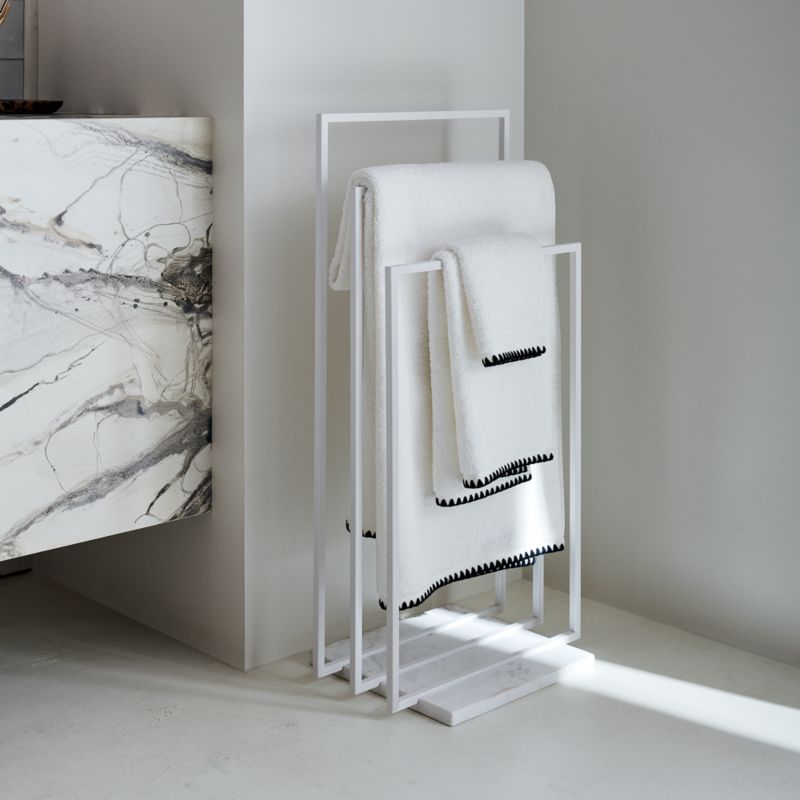 White Marble Standing Towel Rack