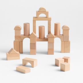 Image of 100-Piece Natural Wooden Kids Building Block Set