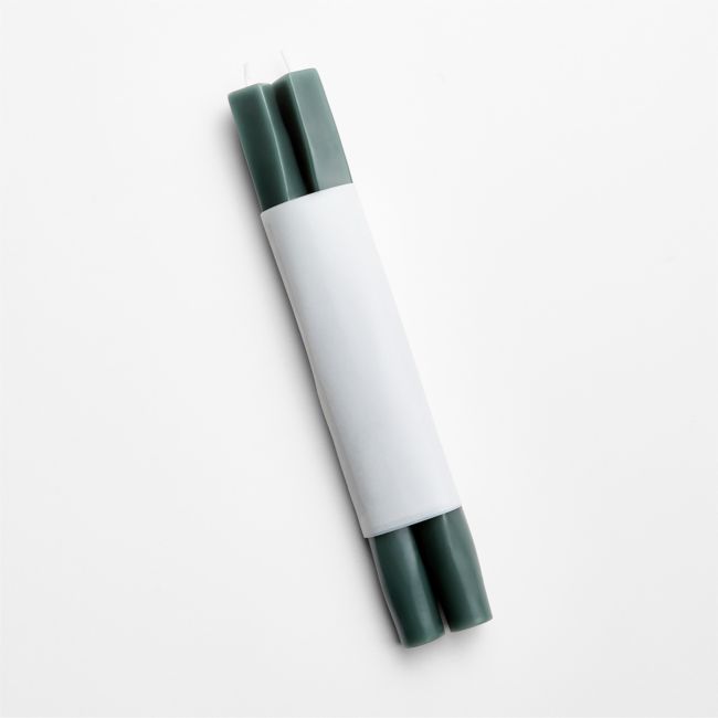 10" Duck Green Square Twisted Tapers, Set of 2