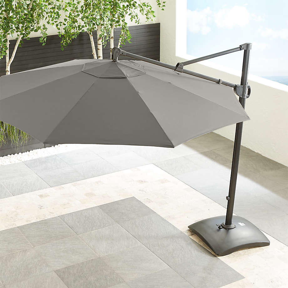 10' Sunbrella Graphite Round Cantilever Umbrella with Base + Reviews