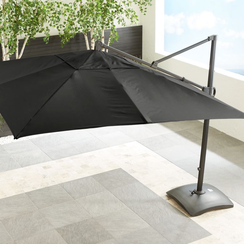10' Sunbrella Charcoal Square Cantilever Umbrella + Reviews | Crate and