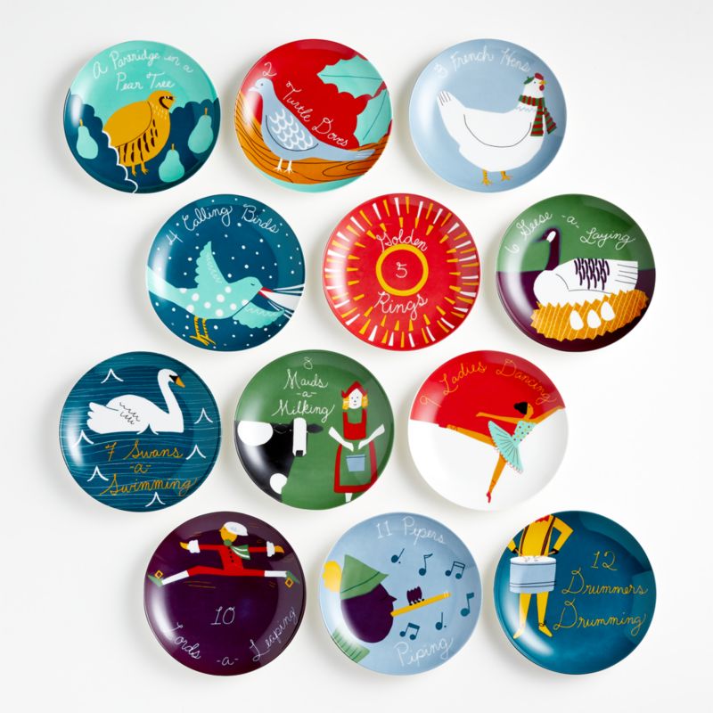 12 Days of Christmas Appetizer Plates with Stand | Crate and Barrel Canada