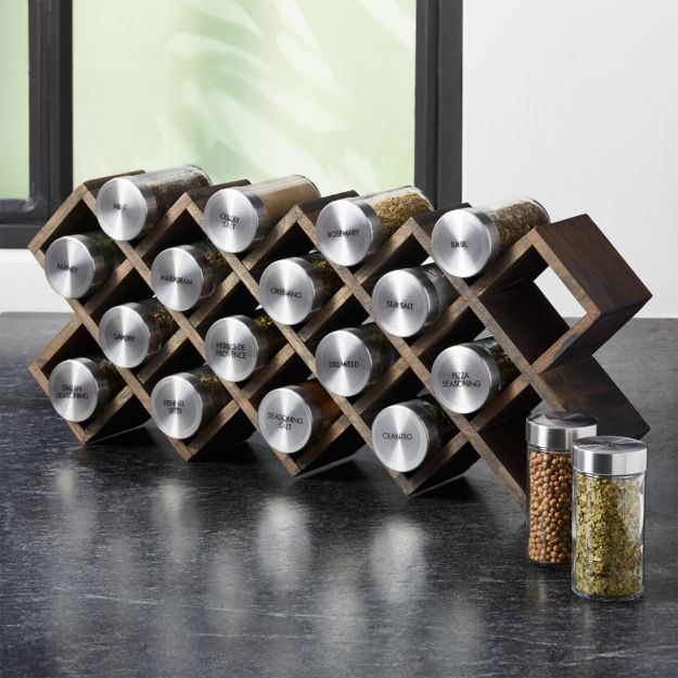 Grey Wash 18-Jar Spice Rack with Stainless Caps + Reviews 