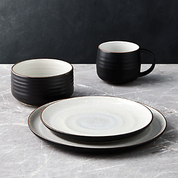 black and white dinnerware sets