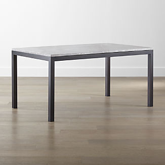 Parsons Grey Marble Top/ Dark Steel Base Dining Tables