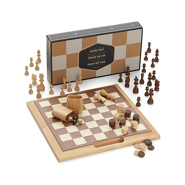 3-in-1 Game Set: Chess Checkers Backgammon | Crate and Barrel