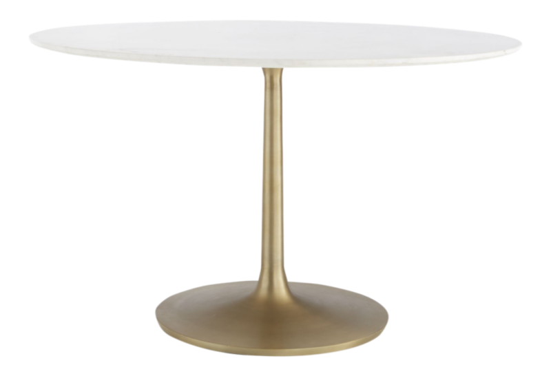 Nero 48" White Marble Dining Table with Brass Base + Reviews Crate