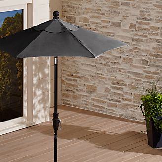6' Round Sunbrella ® Charcoal High Dining Patio Umbrella with Tilt Black Frame