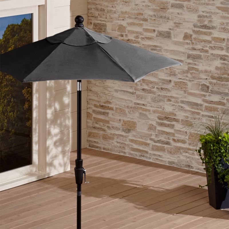 6' Round Sunbrella ® Charcoal High Dining Patio Umbrella with Tilt Black Frame