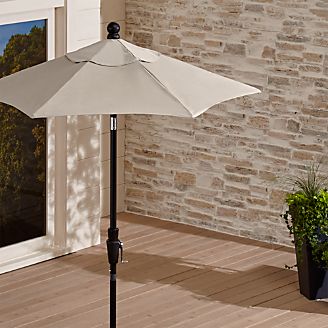 6' Round Sunbrella ® Stone High Dining Patio Umbrella with Tilt Black Frame