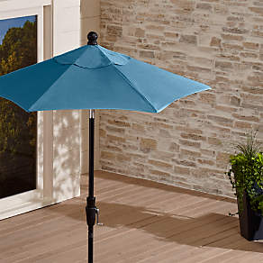 6 Round Sunbrella Sapphire High Dining Patio Umbrella With Tilt Black Frame Crate And Barrel