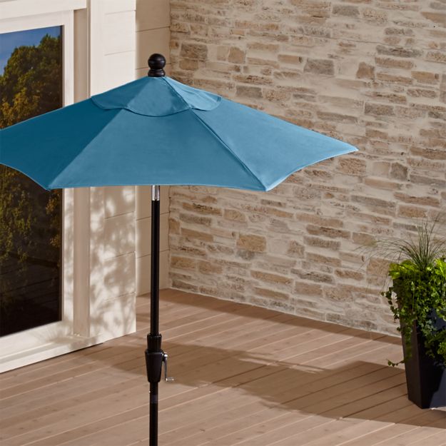 6' Round Sunbrella Sapphire Patio Umbrella with Tilt Black Frame