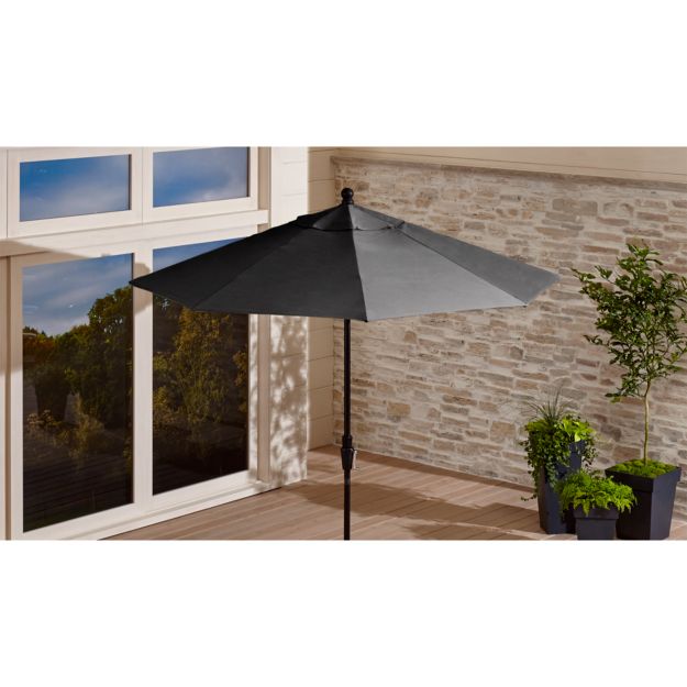 9' Charcoal Black Patio Umbrella + Reviews Crate and Barrel