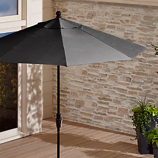 9' Round Sunbrella ® Charcoal Patio Umbrella with Tilt Black Frame