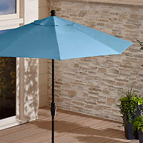 9 Round Sunbrella Sapphire Patio Umbrella With Silver Frame Crate And Barrel