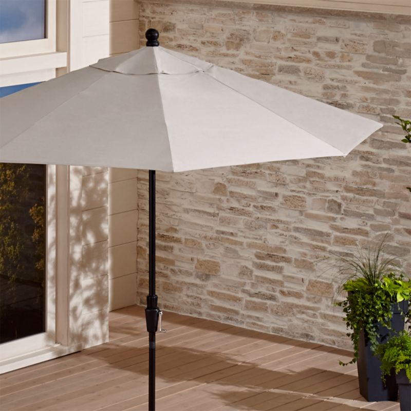 9' Round Sunbrella ® Silver Patio Umbrella with Tilt Black Frame